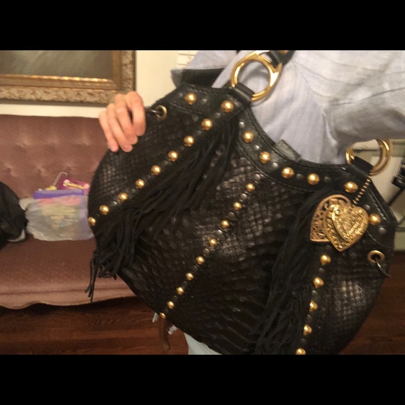 Authentic Gucci Python, Babouska Hobo Fringe, Studded bag. - Picture 6 of 9